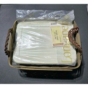 Longaberger Small Serving Basket Hard Plastic Lidded Protector‎ Leather Handles
